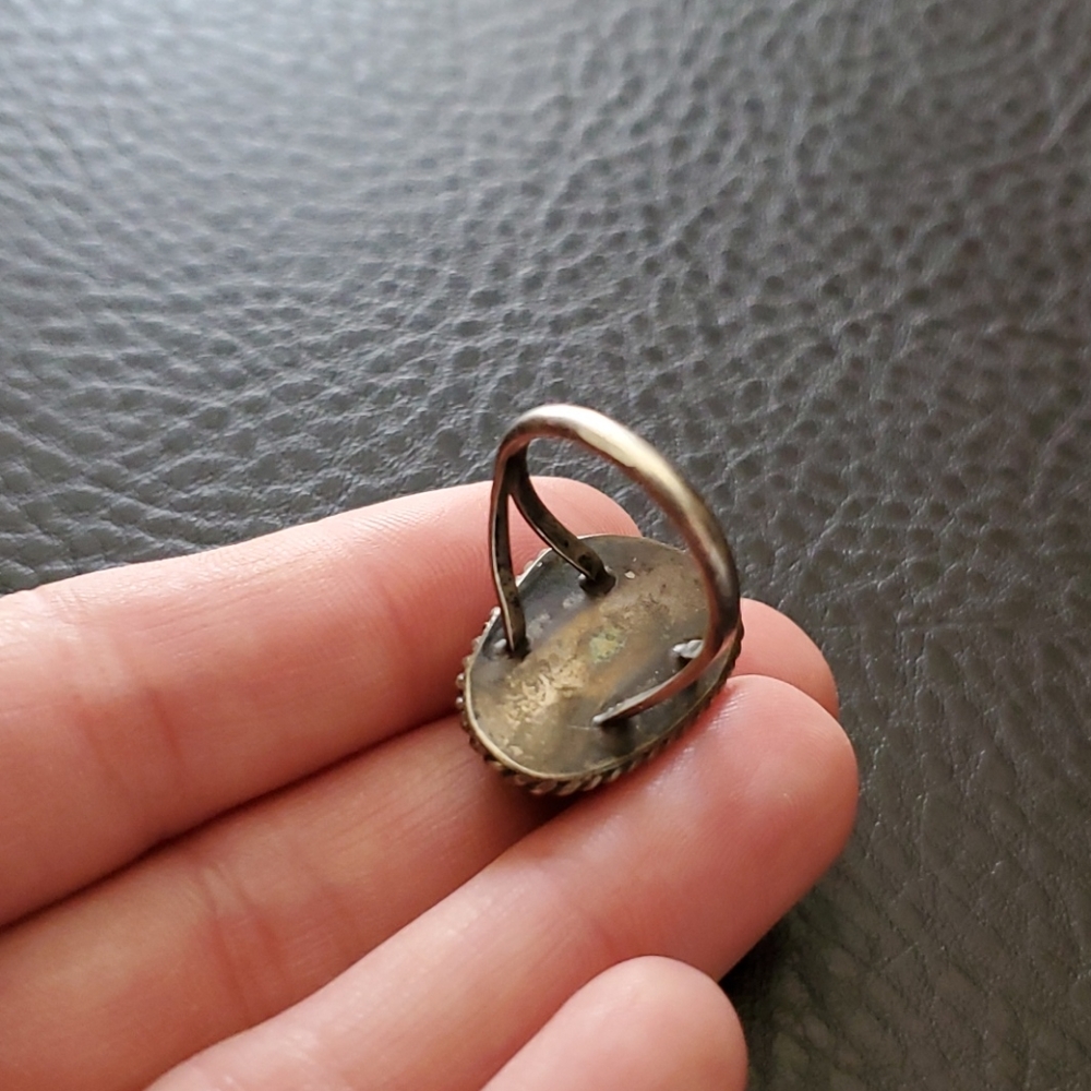 VTG sterling & turquoise ring- size 7.5/8 - Picture 6 of 10